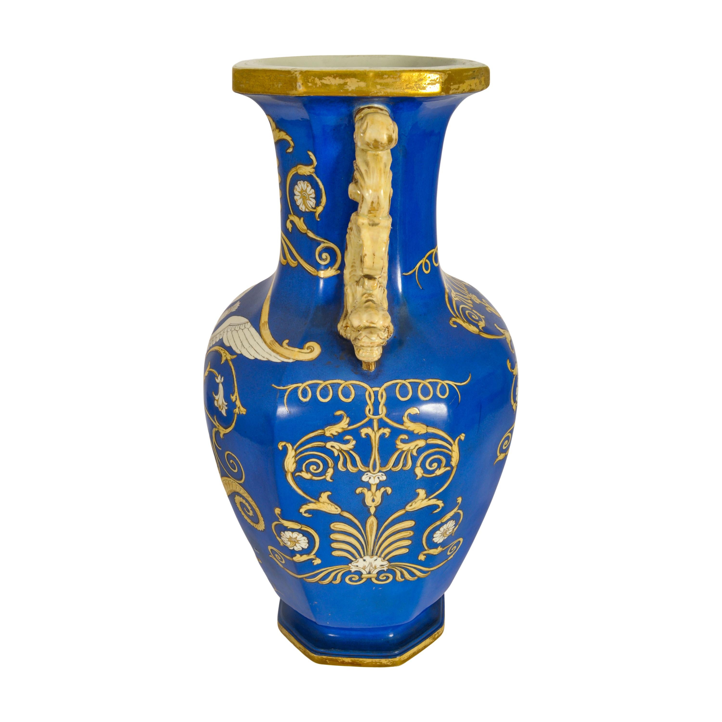 Large Antique English Morley & Ashworth 'Mason's' Ironstone Pottery Angel Vase For Sale 2