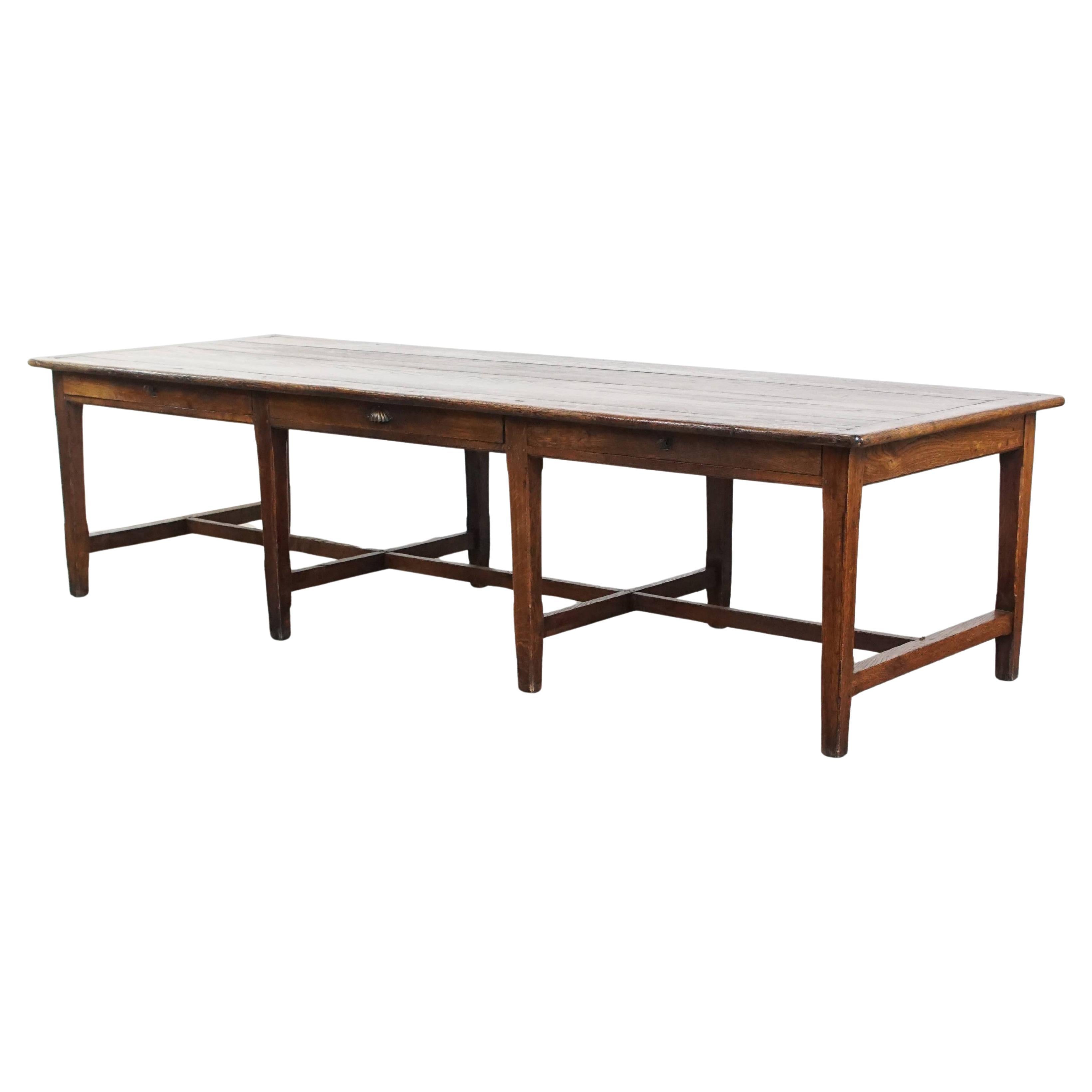 Large Antique English Oak Dining Table from the Early 19th Century For Sale