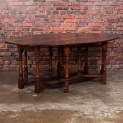 Large Antique English Oak Drop-Leaf Table