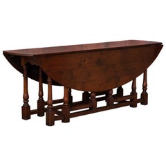 Large Antique English Oak Drop-Leaf Table