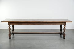 Large antique English oak farmhouse XXL dining table from the 19th century