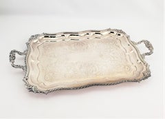 Large Antique English Rectangular Old Sheffield Silver Plated Serving Tray