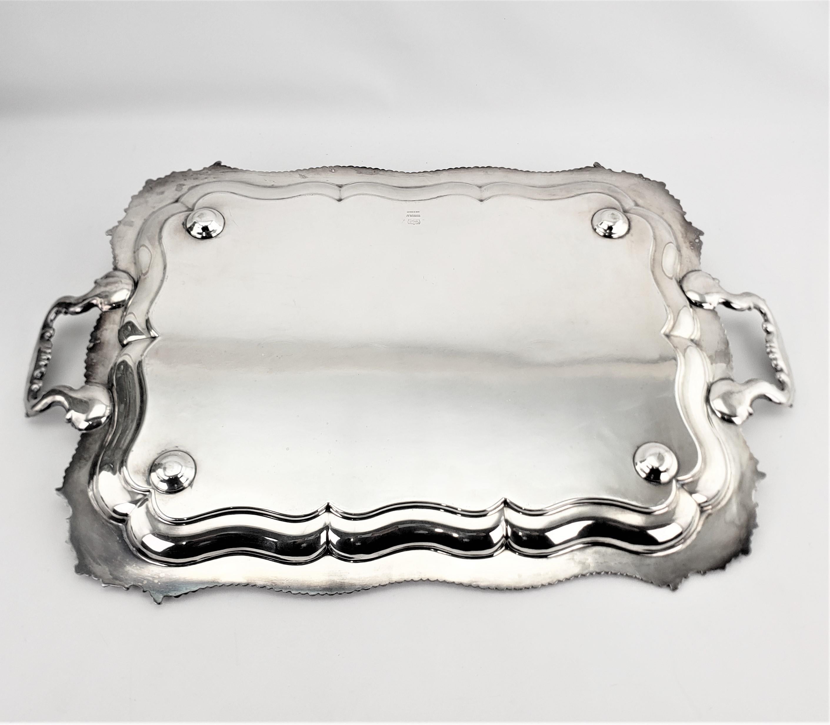 Victorian Large Antique English Rectangular Old Sheffield Silver Plated Serving Tray