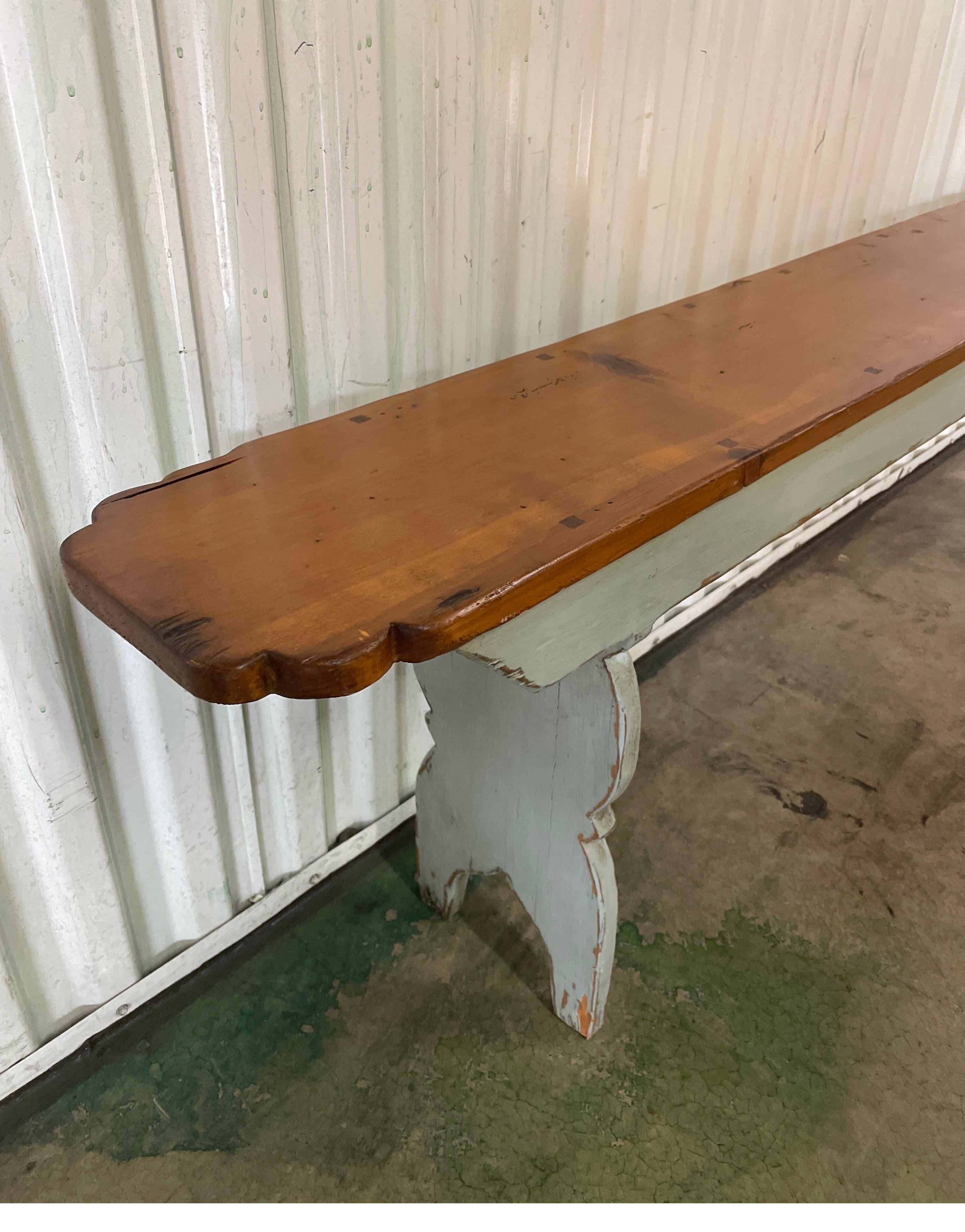 Wood Large Antique English Saddler's Bench For Sale