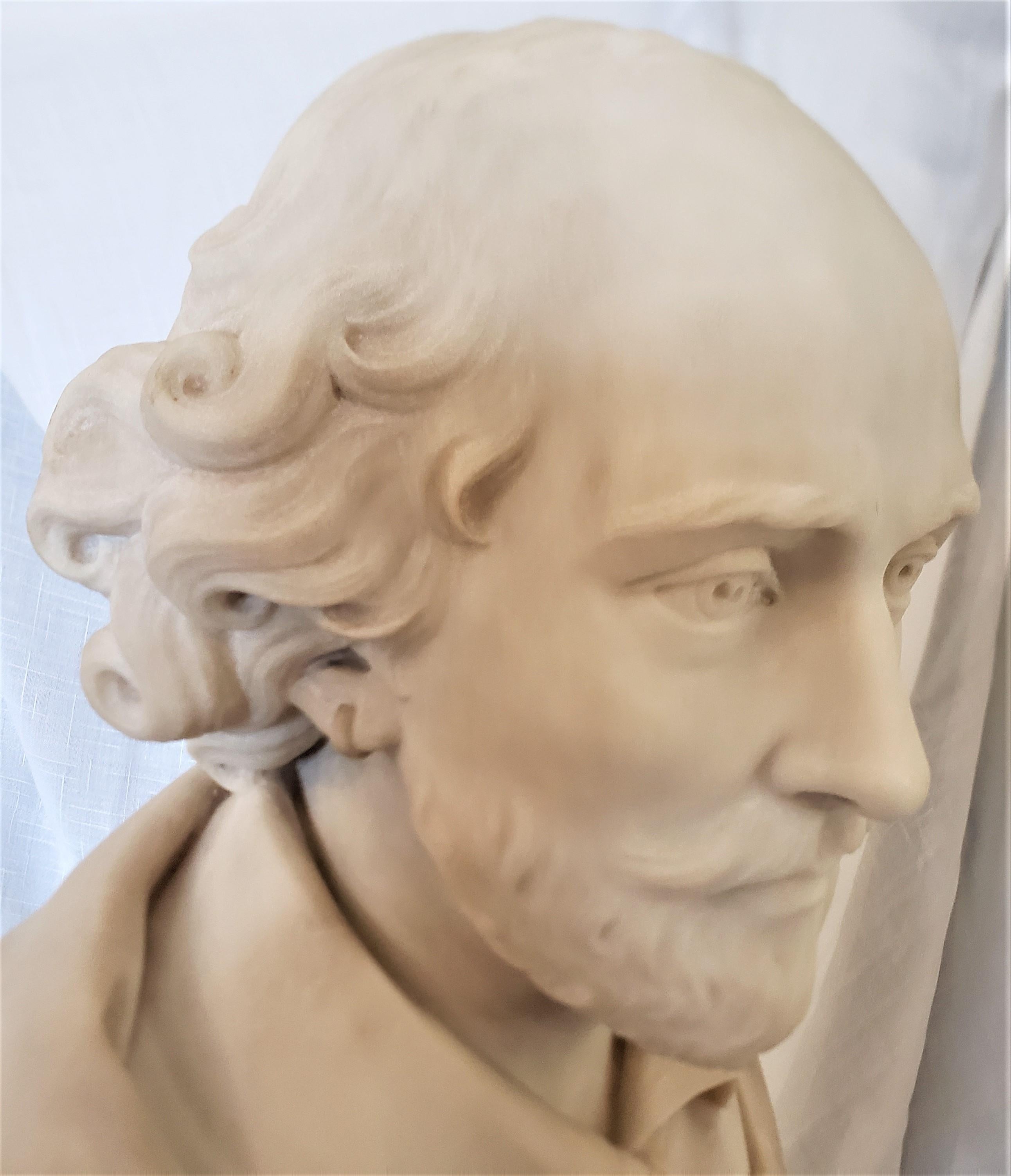 Large Antique English Signed C. Papworth Hand-Carved Marble Bust or Sculpture For Sale 8