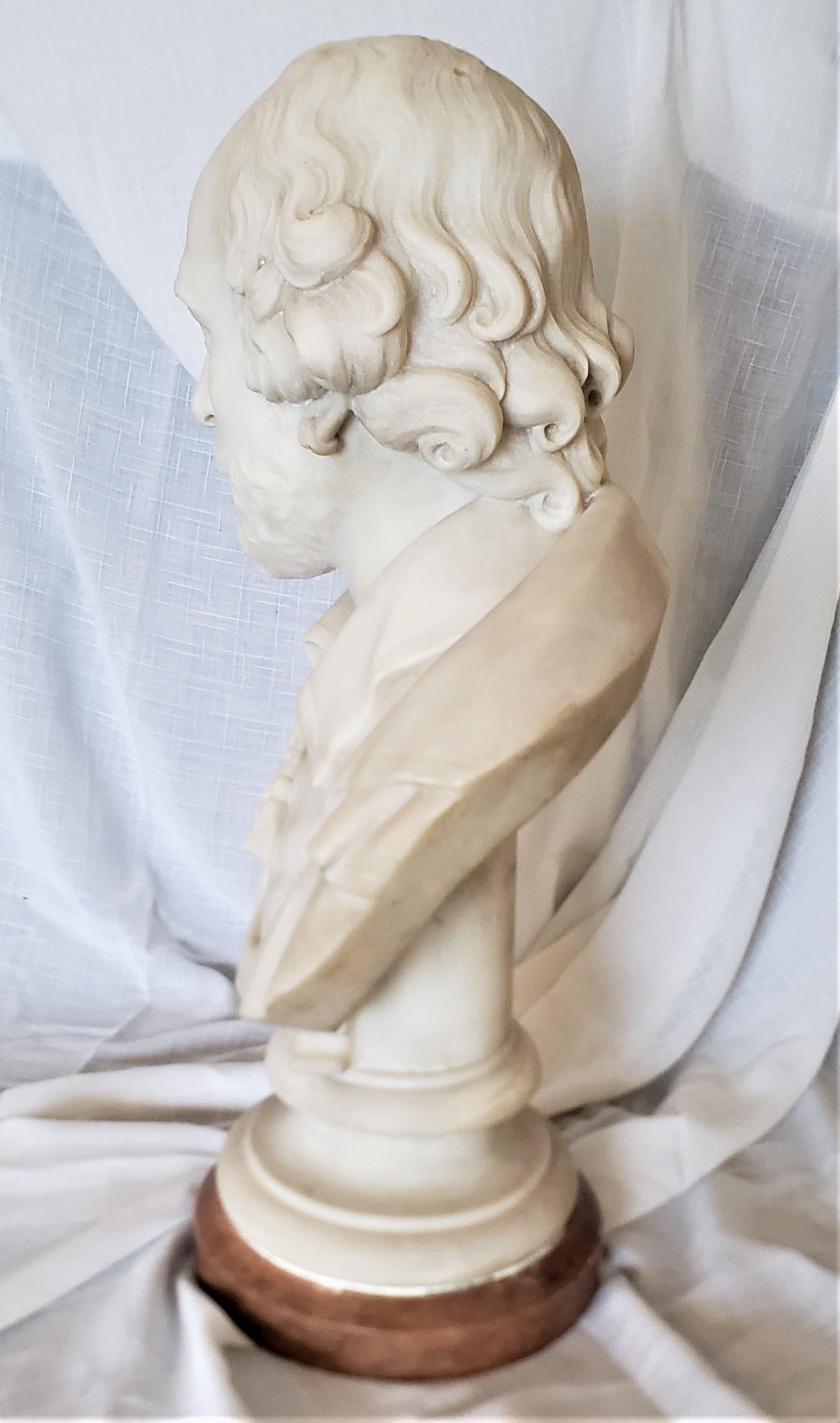19th Century Large Antique English Signed C. Papworth Hand-Carved Marble Bust or Sculpture For Sale