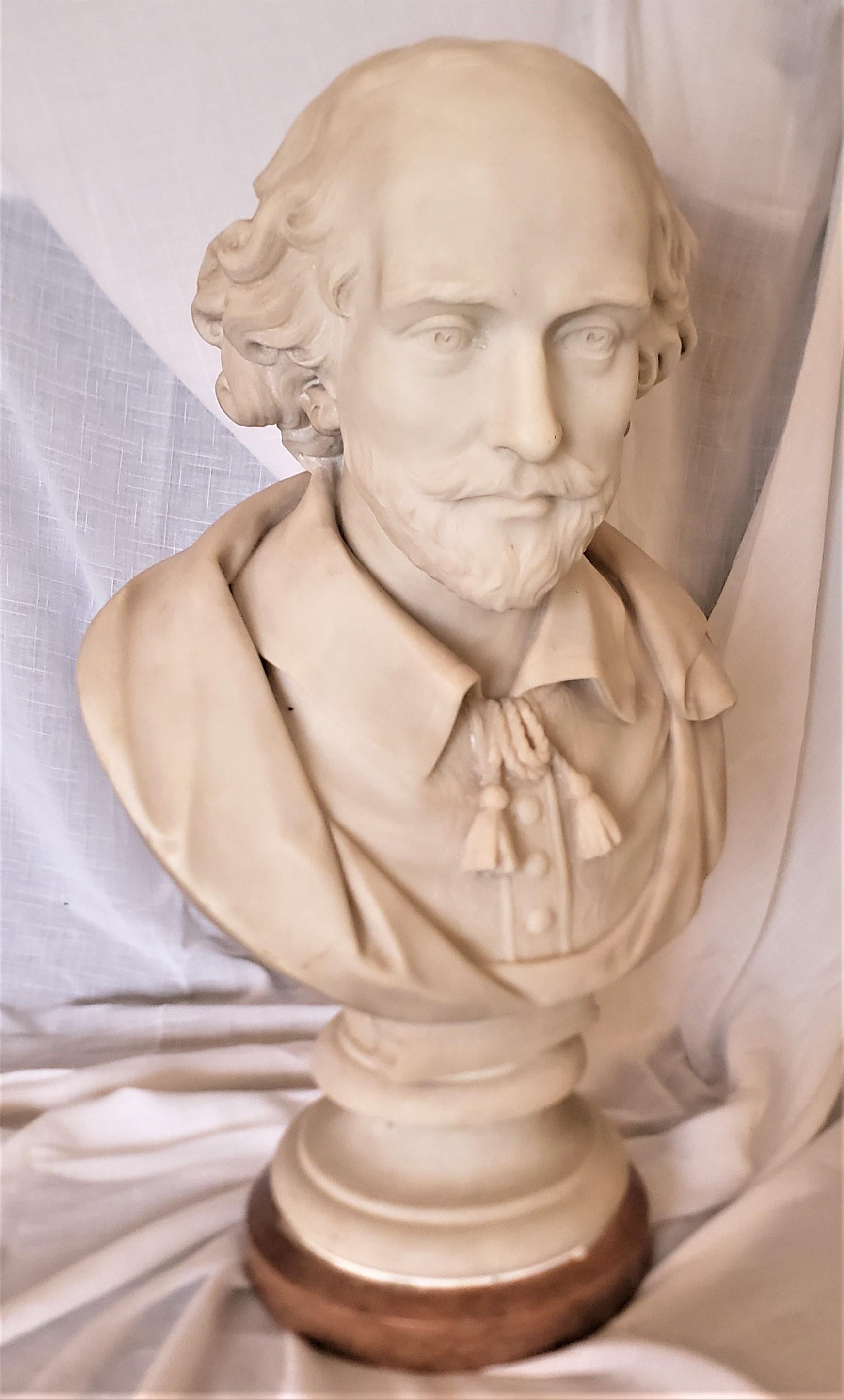 Large Antique English Signed C. Papworth Hand-Carved Marble Bust or Sculpture For Sale 4