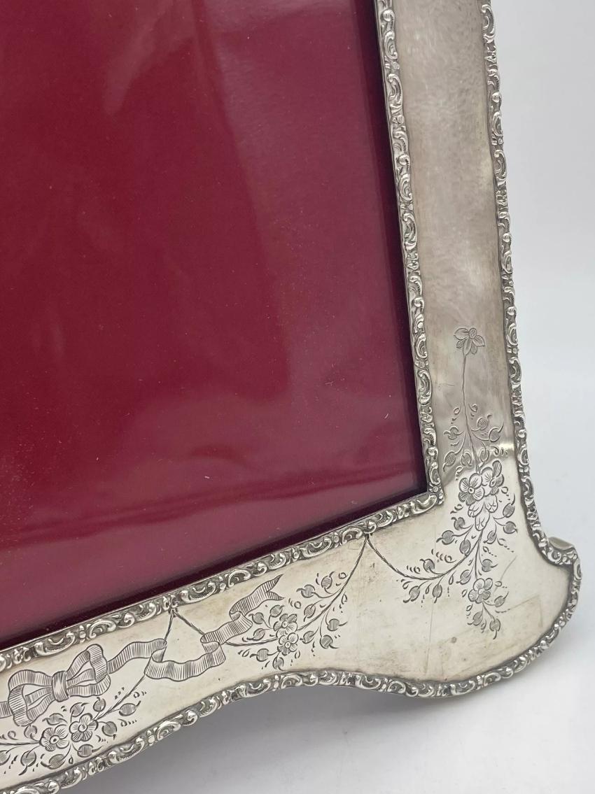 Early 20th Century Large Antique English Silver Photograph Frame For Sale