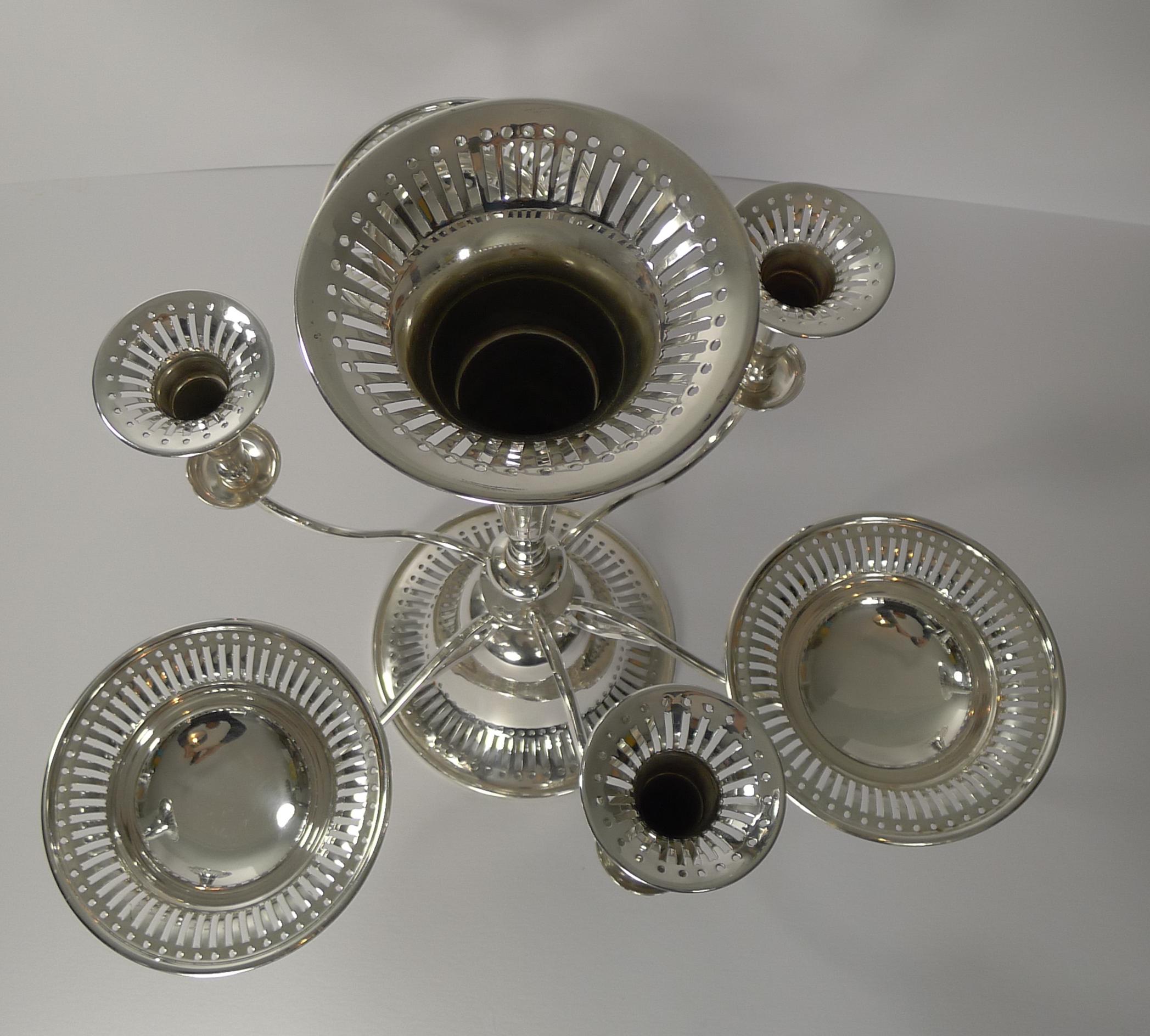 Early 20th Century Large Antique English Silver Plated Centerpiece, circa 1910