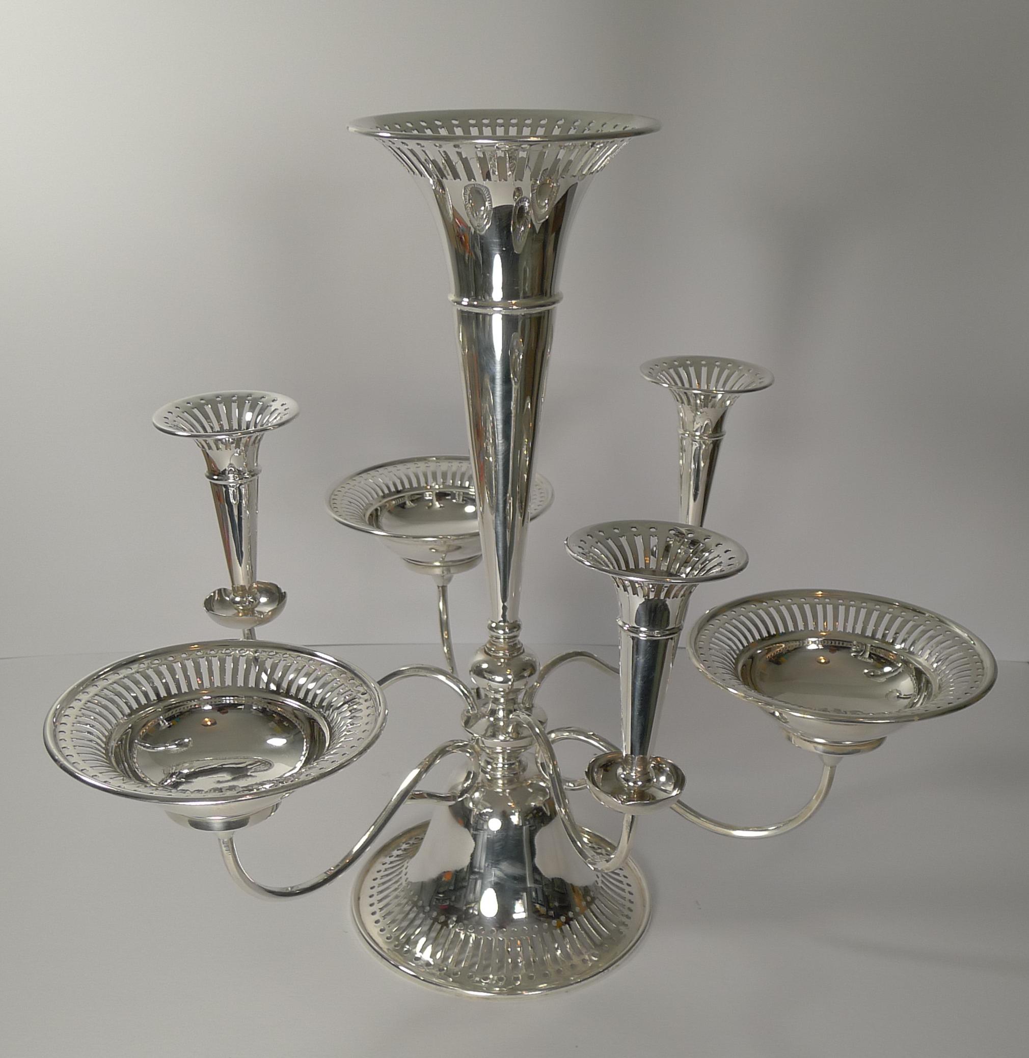 Large Antique English Silver Plated Centerpiece, circa 1910 1