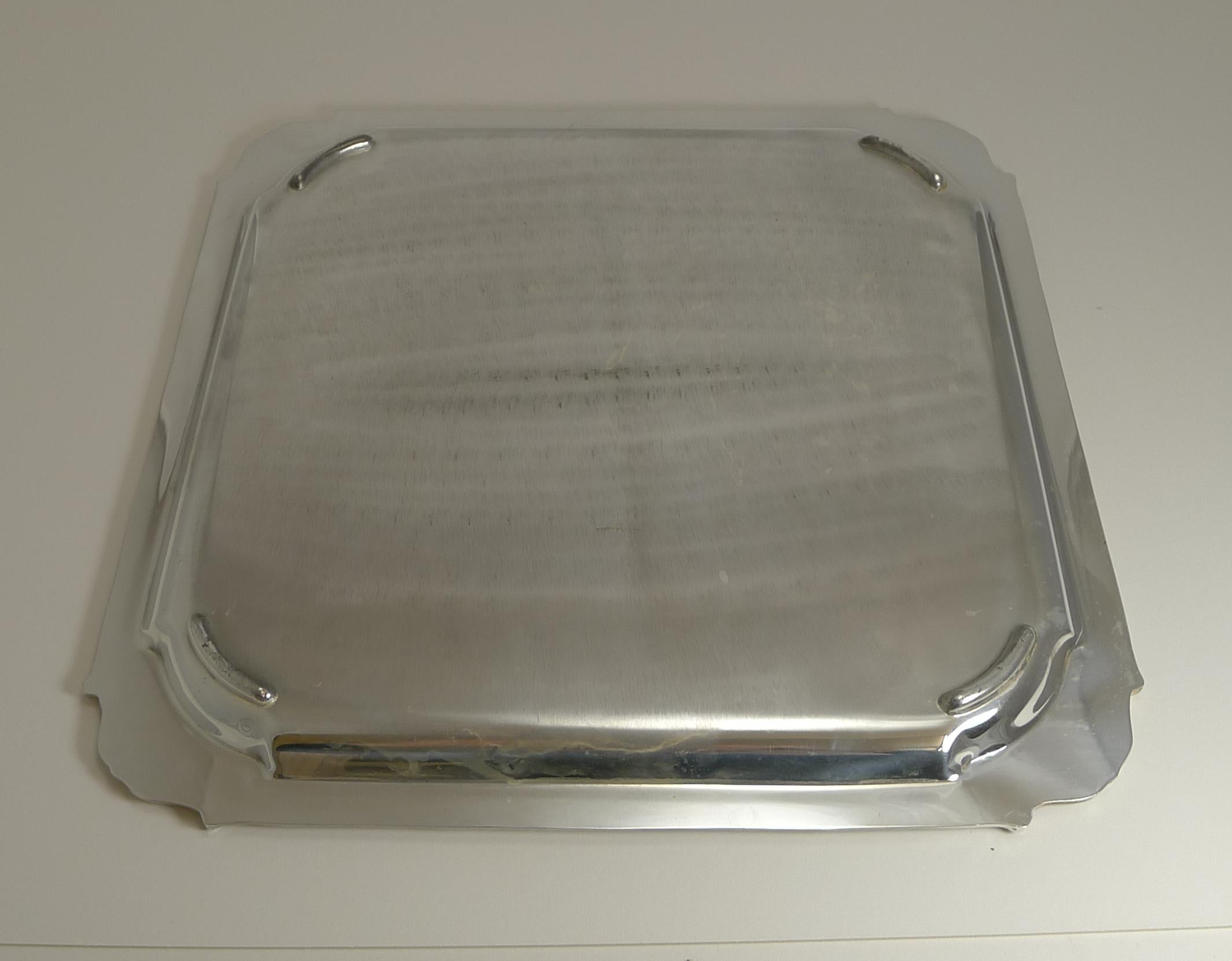 Large Antique English Silver Plated Cocktail Tray / Salver by Mappin & Webb In Good Condition In Bath, GB