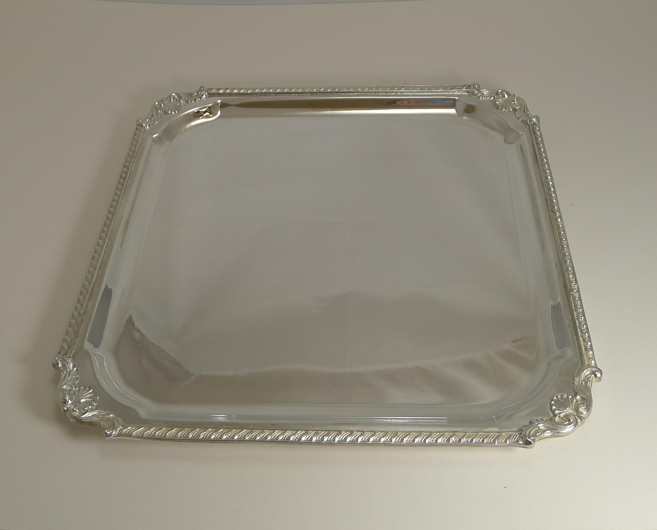 Large Antique English Silver Plated Cocktail Tray / Salver by Mappin & Webb 1