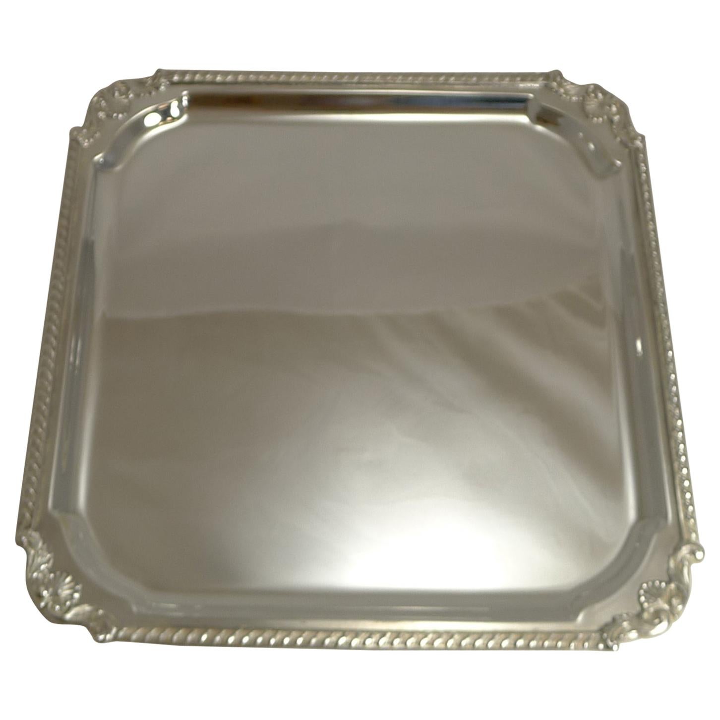 Large Antique English Silver Plated Cocktail Tray / Salver by Mappin & Webb