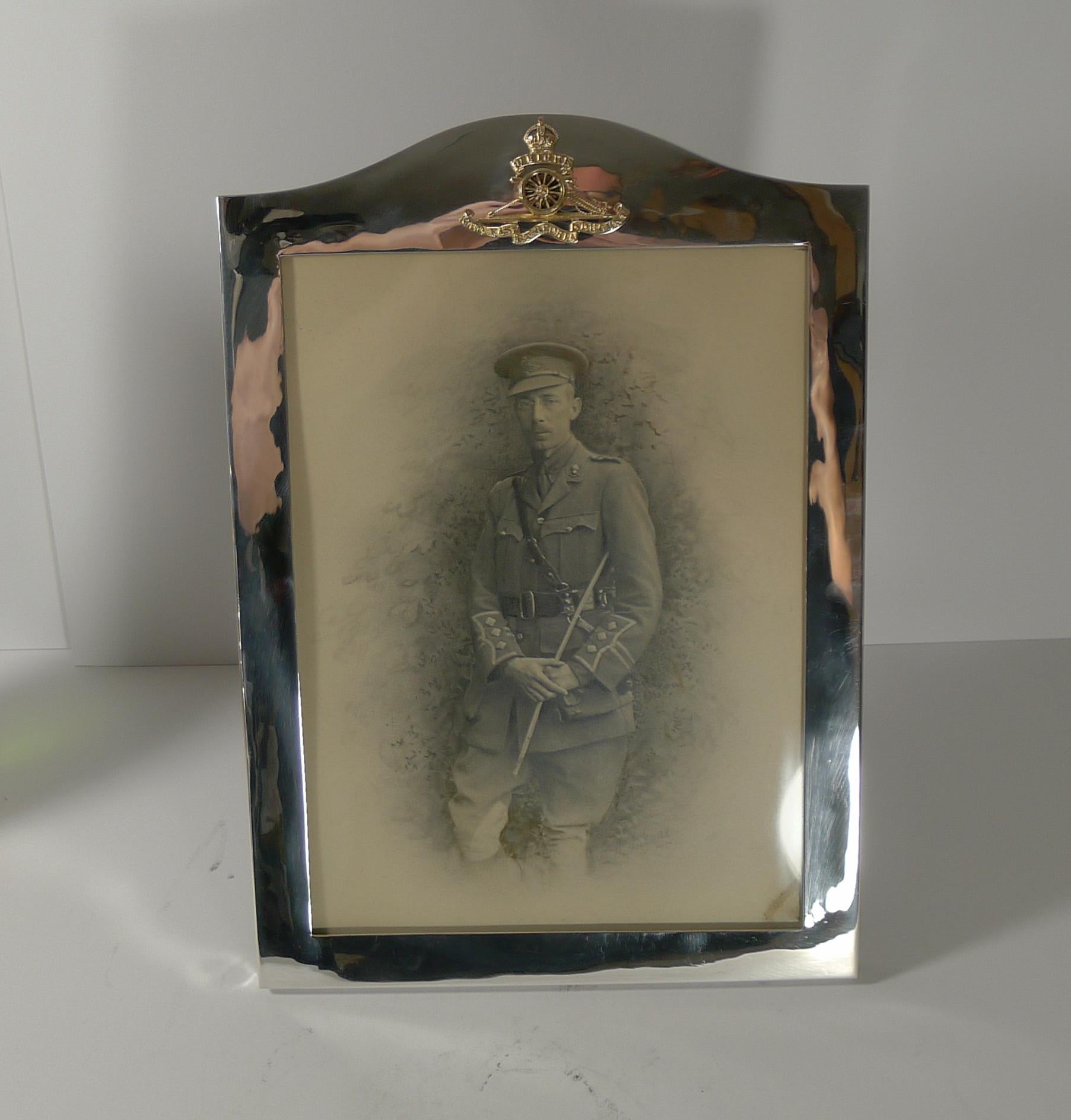 Mid-20th Century Large Antique English Silver Plated Military Photograph / Picture Frame c.1910 For Sale