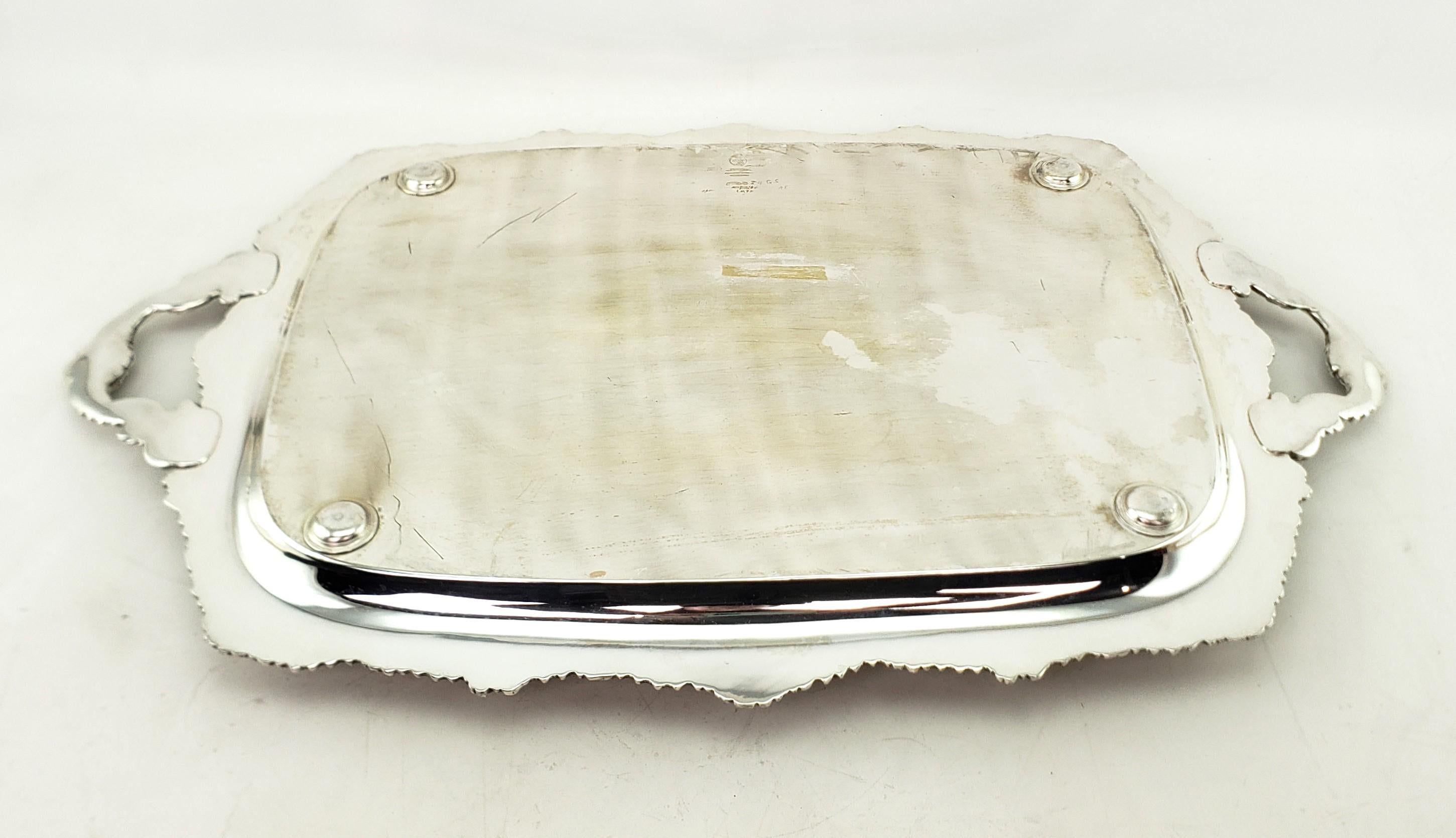 Large Antique English Silver Plated Serving Tray with Ornate Floral Decoration For Sale 10