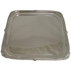 Large Antique English Square Silver Plated Cocktail Tray by Mappin and Webb