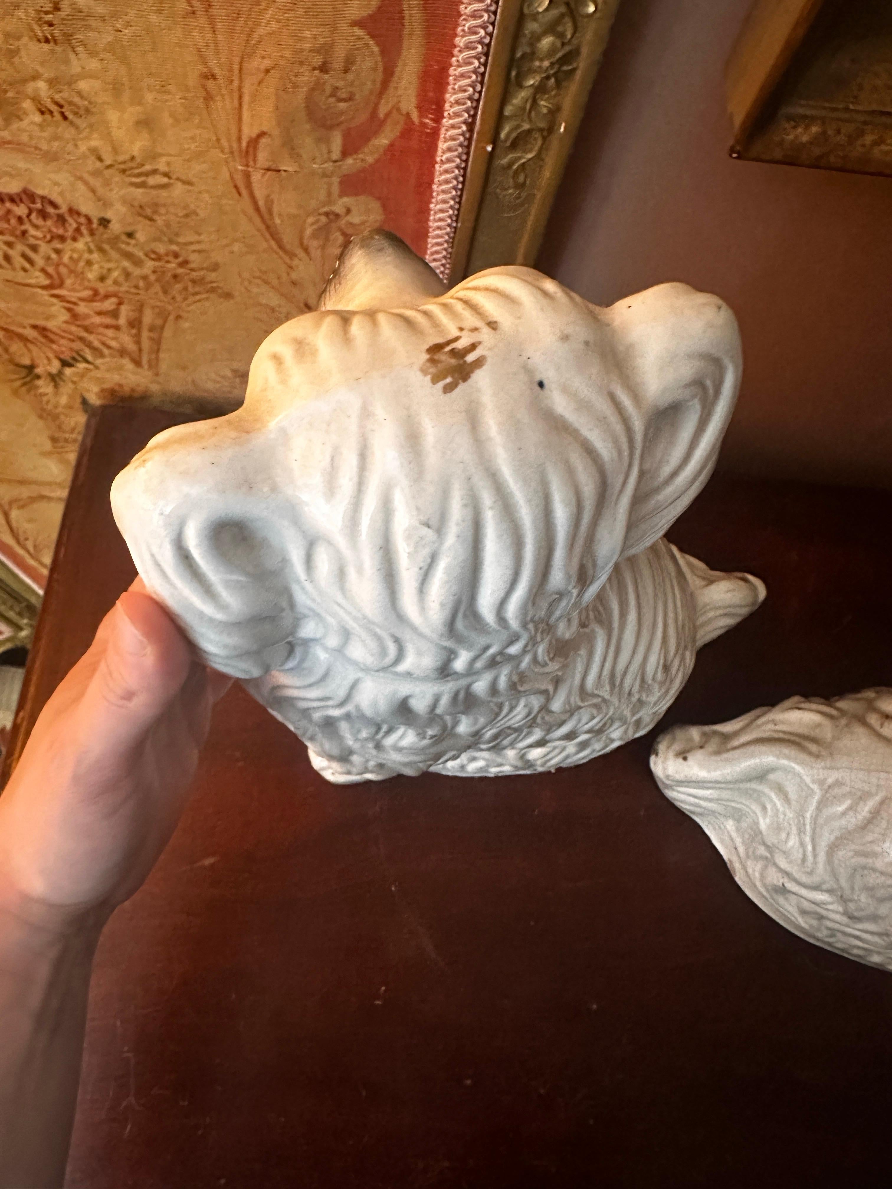 Ceramic Large Antique English Staffordshire mantle Pottery Dogs - Spaniels a Pair For Sale