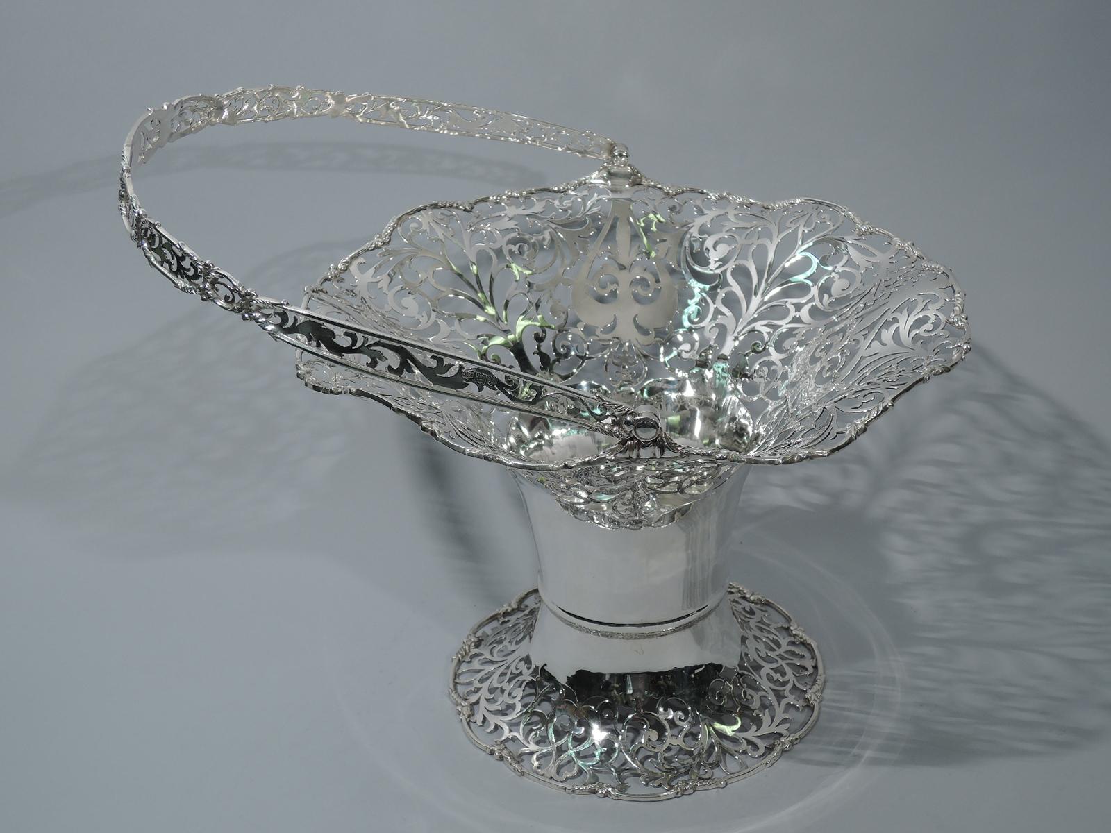 Edwardian Large Antique English Sterling Silver Basket by Mappin & Webb