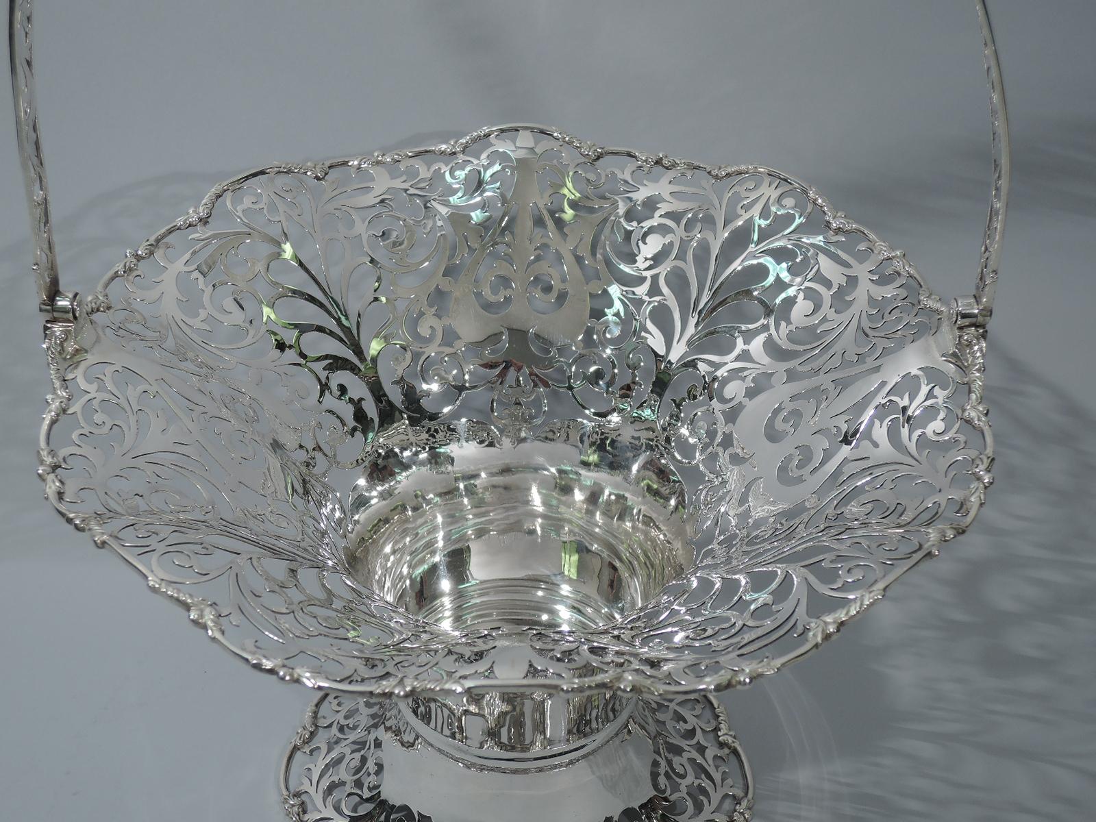 Early 20th Century Large Antique English Sterling Silver Basket by Mappin & Webb