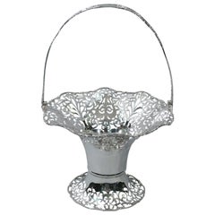 Large Antique English Sterling Silver Basket by Mappin & Webb
