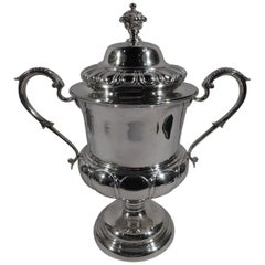 Large Antique English Sterling Silver Classical Covered Trophy Cup