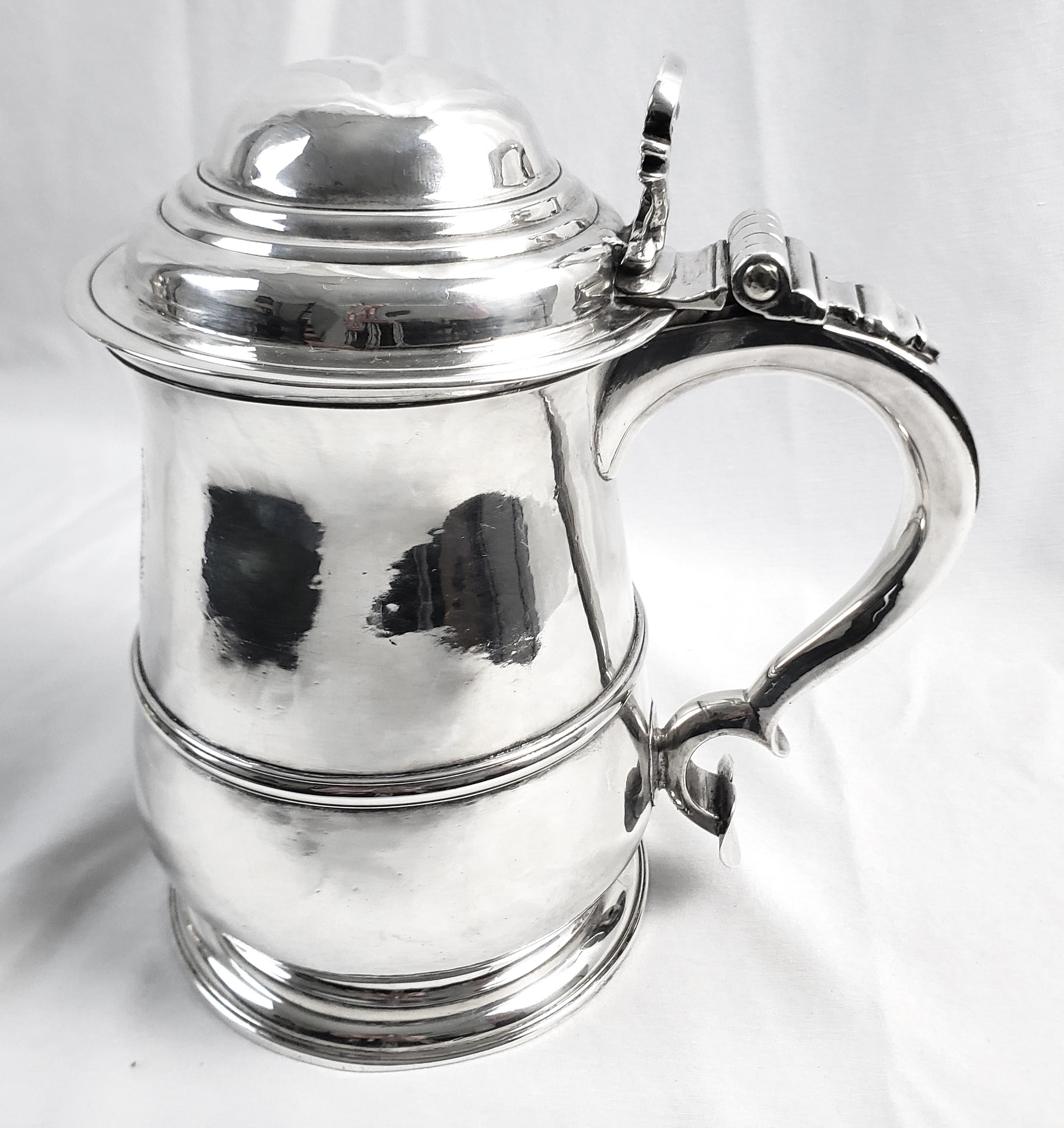 18th Century Large Antique English Sterling Silver George III Period Tankard For Sale