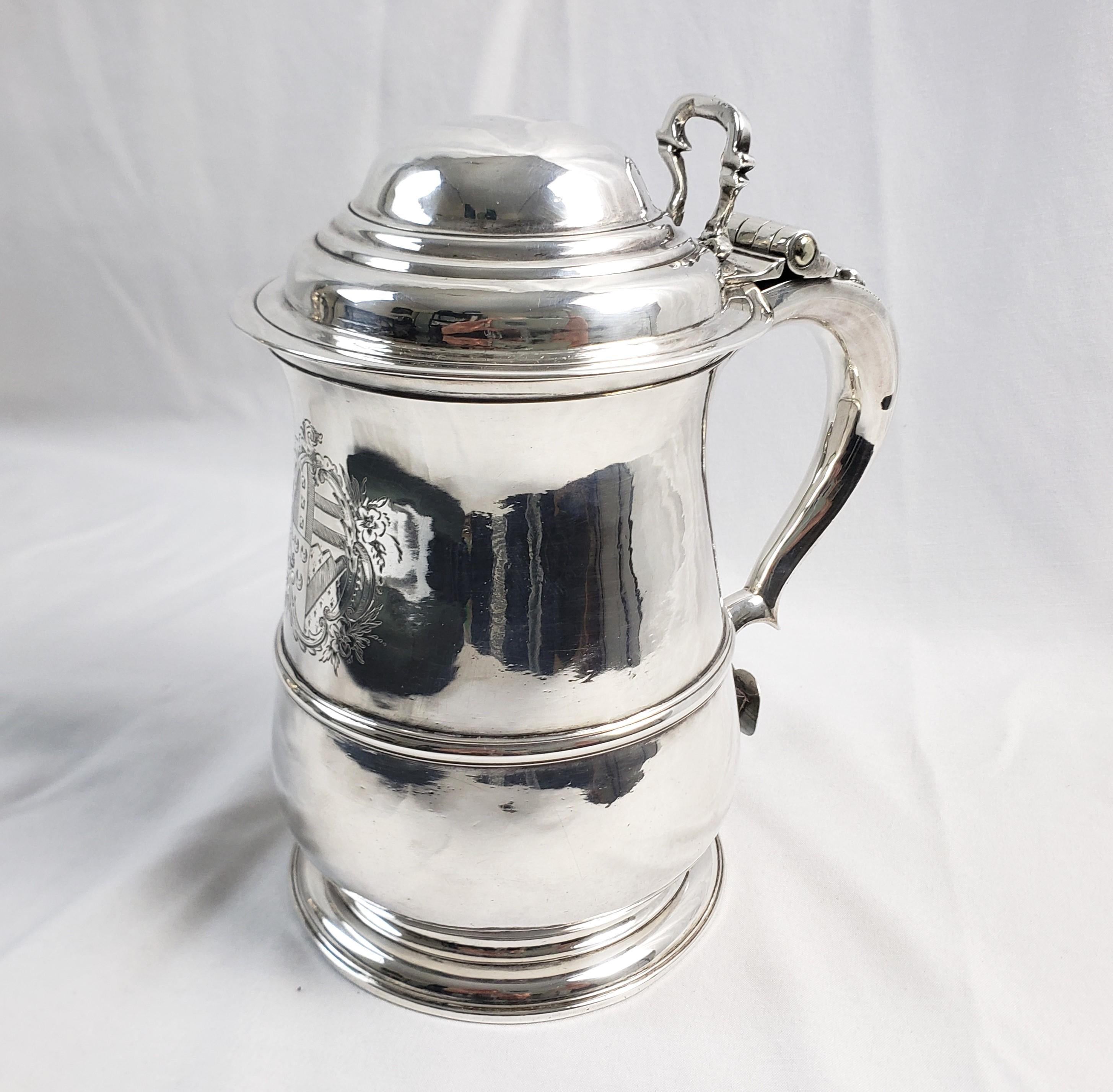 Large Antique English Sterling Silver George III Period Tankard In Good Condition For Sale In Hamilton, Ontario