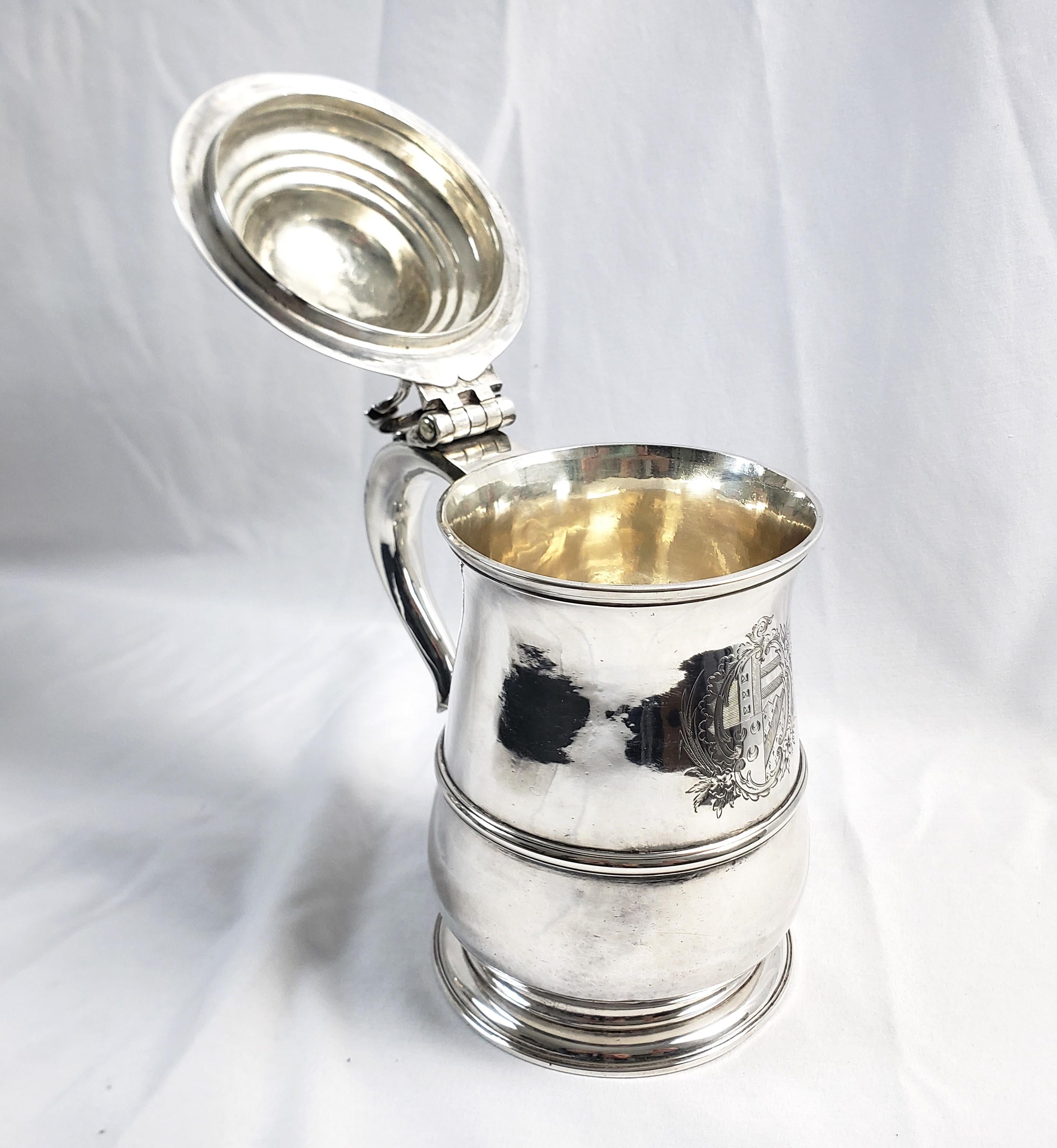 Large Antique English Sterling Silver George III Period Tankard For Sale 5