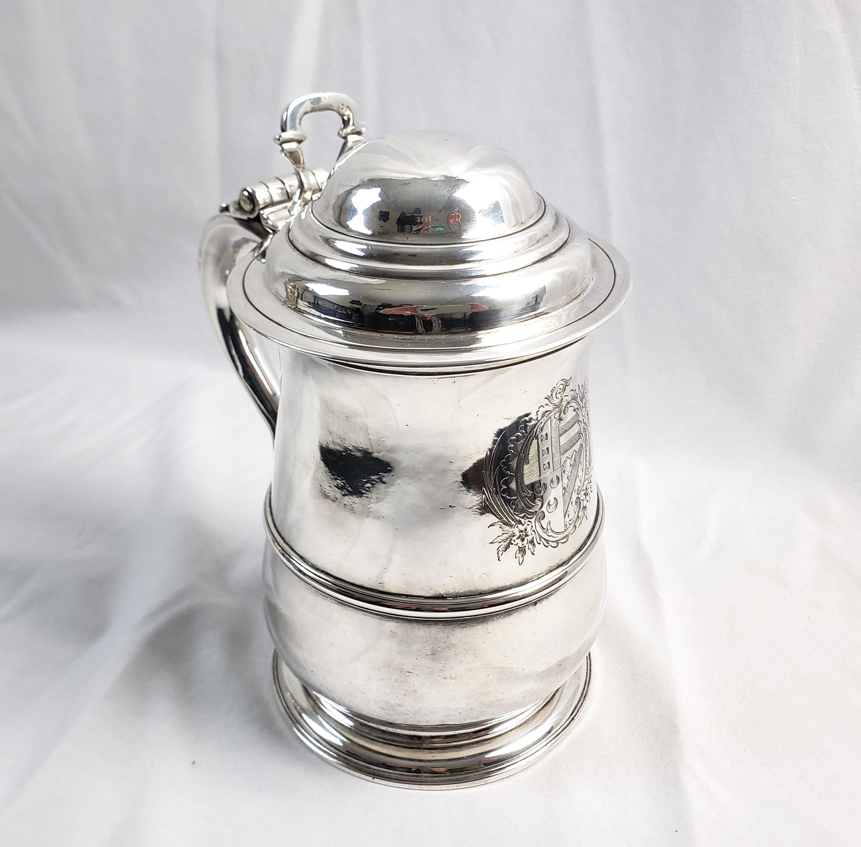 Large Antique English Sterling Silver George III Period Tankard For Sale 2