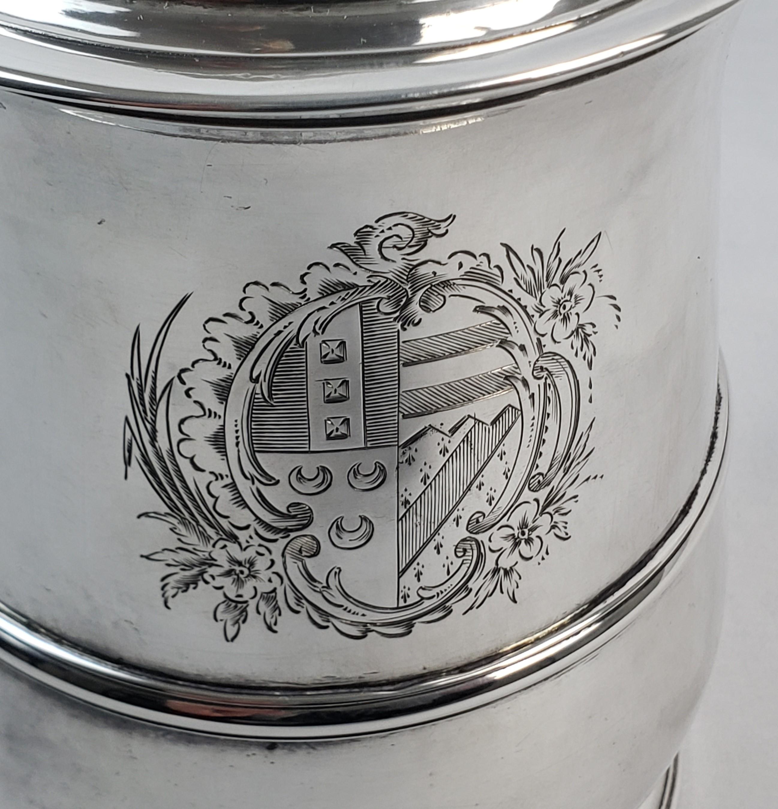 Large Antique English Sterling Silver George III Period Tankard For Sale 6