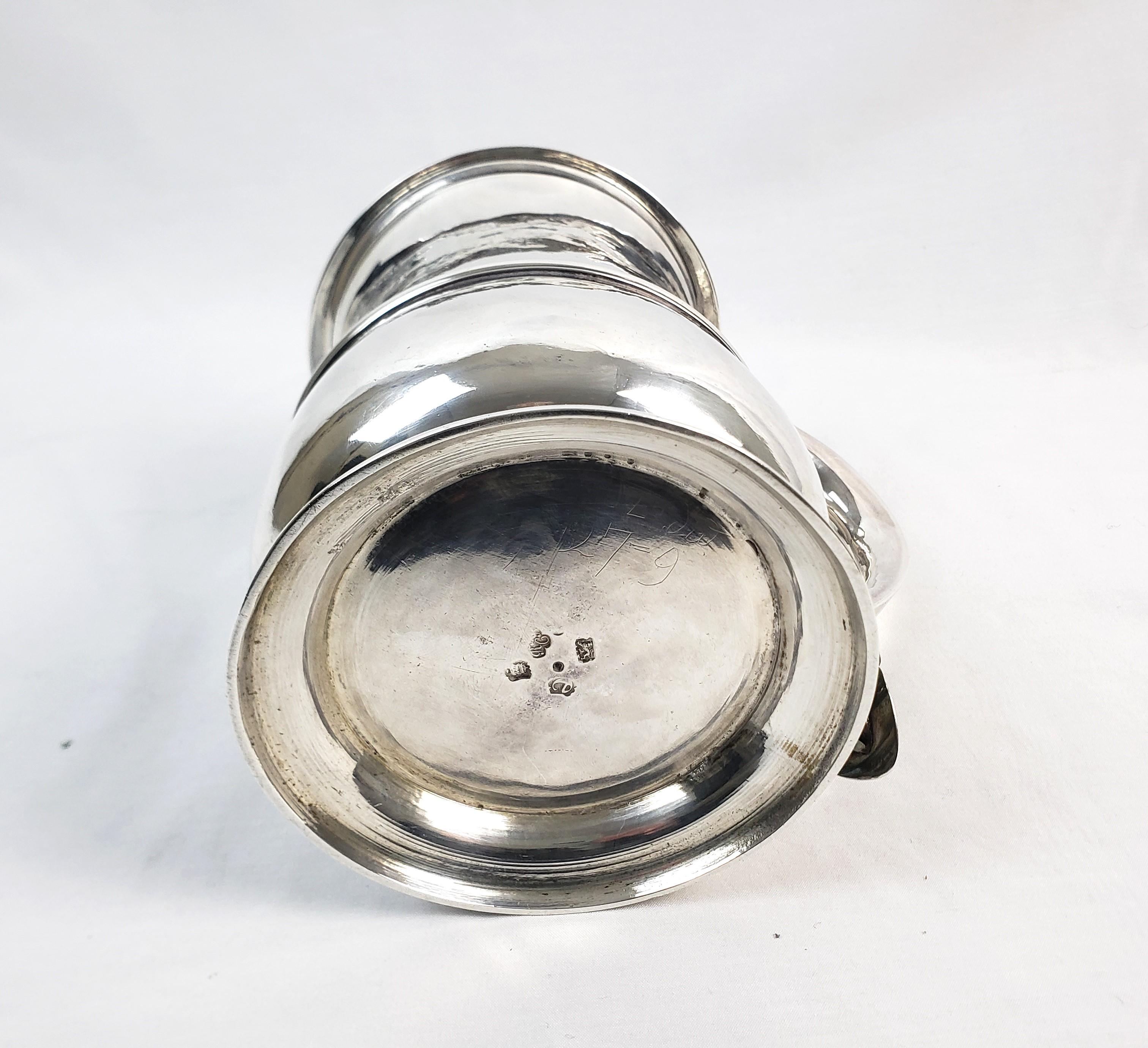 Large Antique English Sterling Silver George III Period Tankard For Sale 9