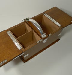 Große antike englische Zigarrenbox aus Eichenholz mit Sterlingsilberbeschlägen / Humidor, 1903