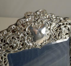Large Antique English Sterling Silver Photograph Frame by Henry Matthews