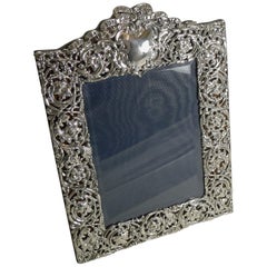 Large Antique English Sterling Silver Photograph Frame by Henry Matthews