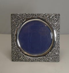 Large Antique English Sterling Silver Picture Frame, 1905 by Henry Matthews