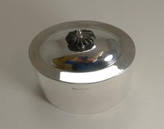 Large Antique English Sterling Silver Tea Caddy by Walker and Hall, 1905
