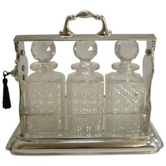 Large Antique English Three Bottle Tantalus by Mappin and Webb, circa 1900