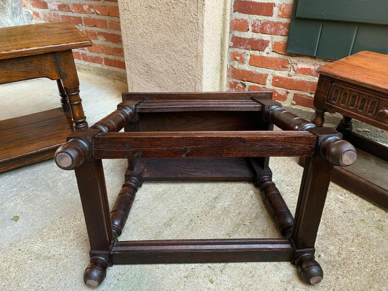 Large Antique English Tiger Oak Stool Bench End Table Jacobean Joint ...