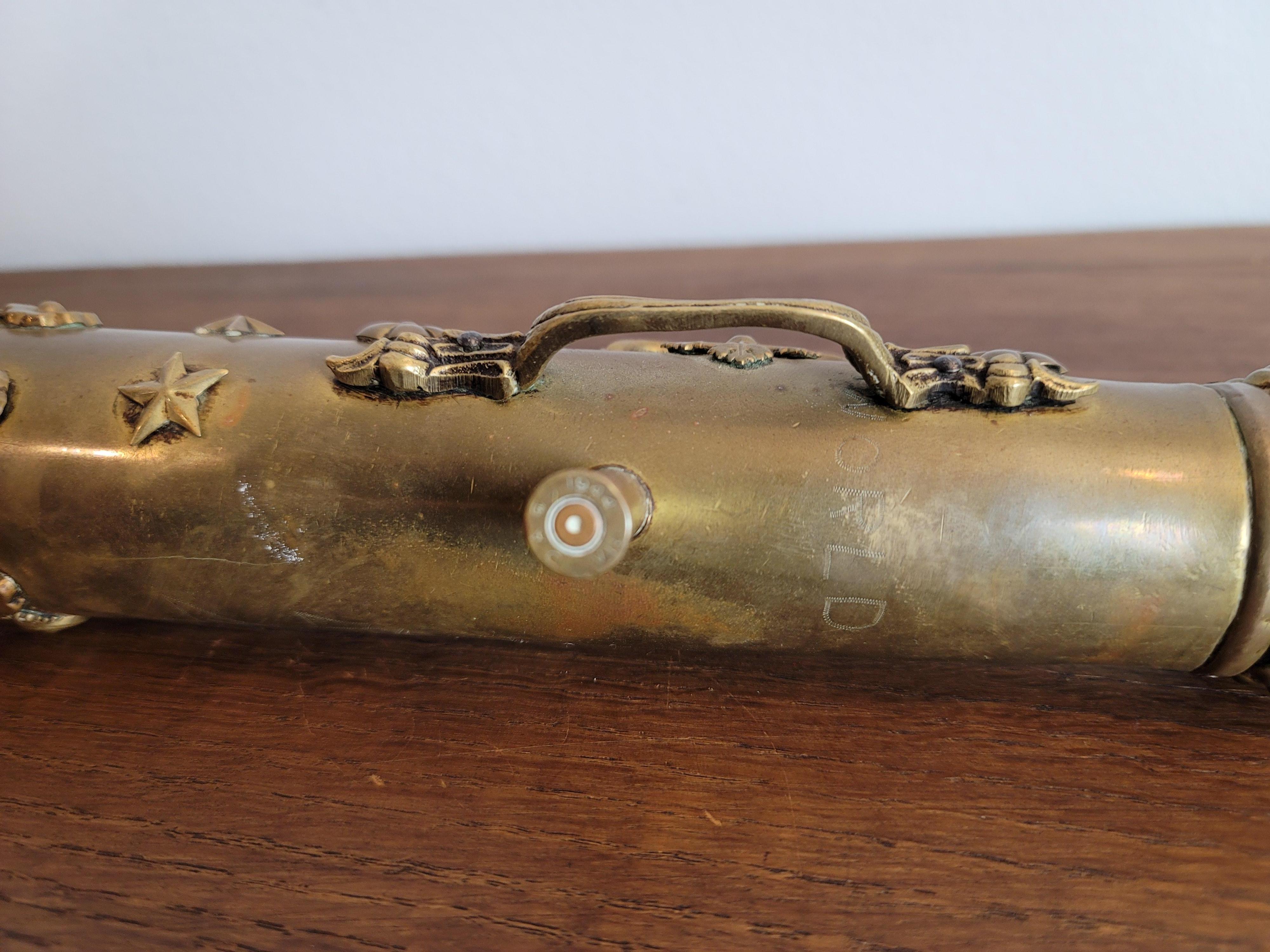 Brass Large Antique English Trench Art Table Cannon For Sale