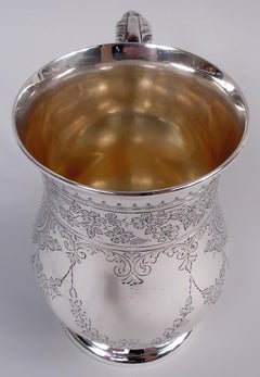 Large Antique English Victorian Georgian Sterling Silver Mug, 1884
