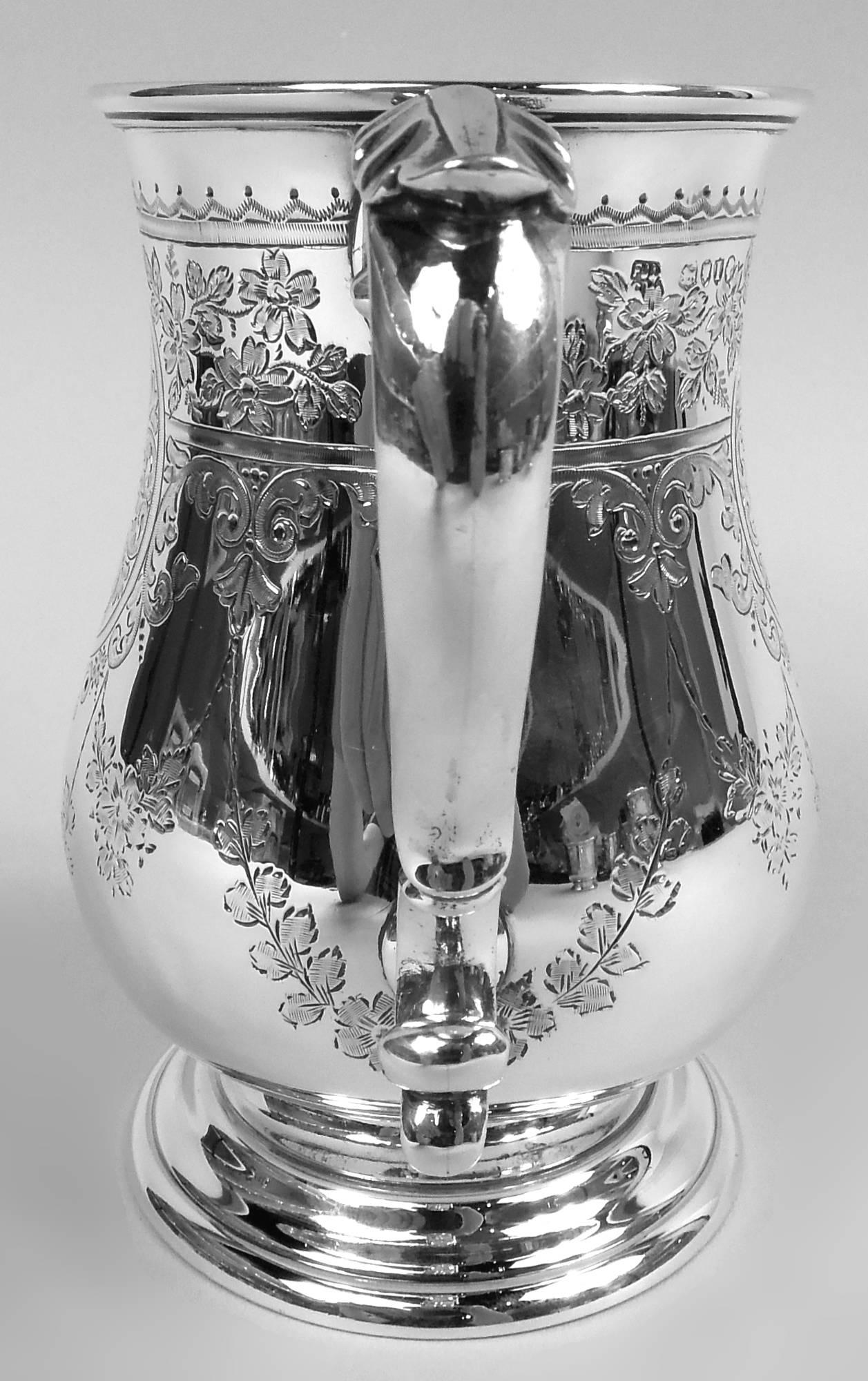 Große antike englische viktorianische georgianische Sterling Silber Tasse, 1884 (Britisch) im Angebot