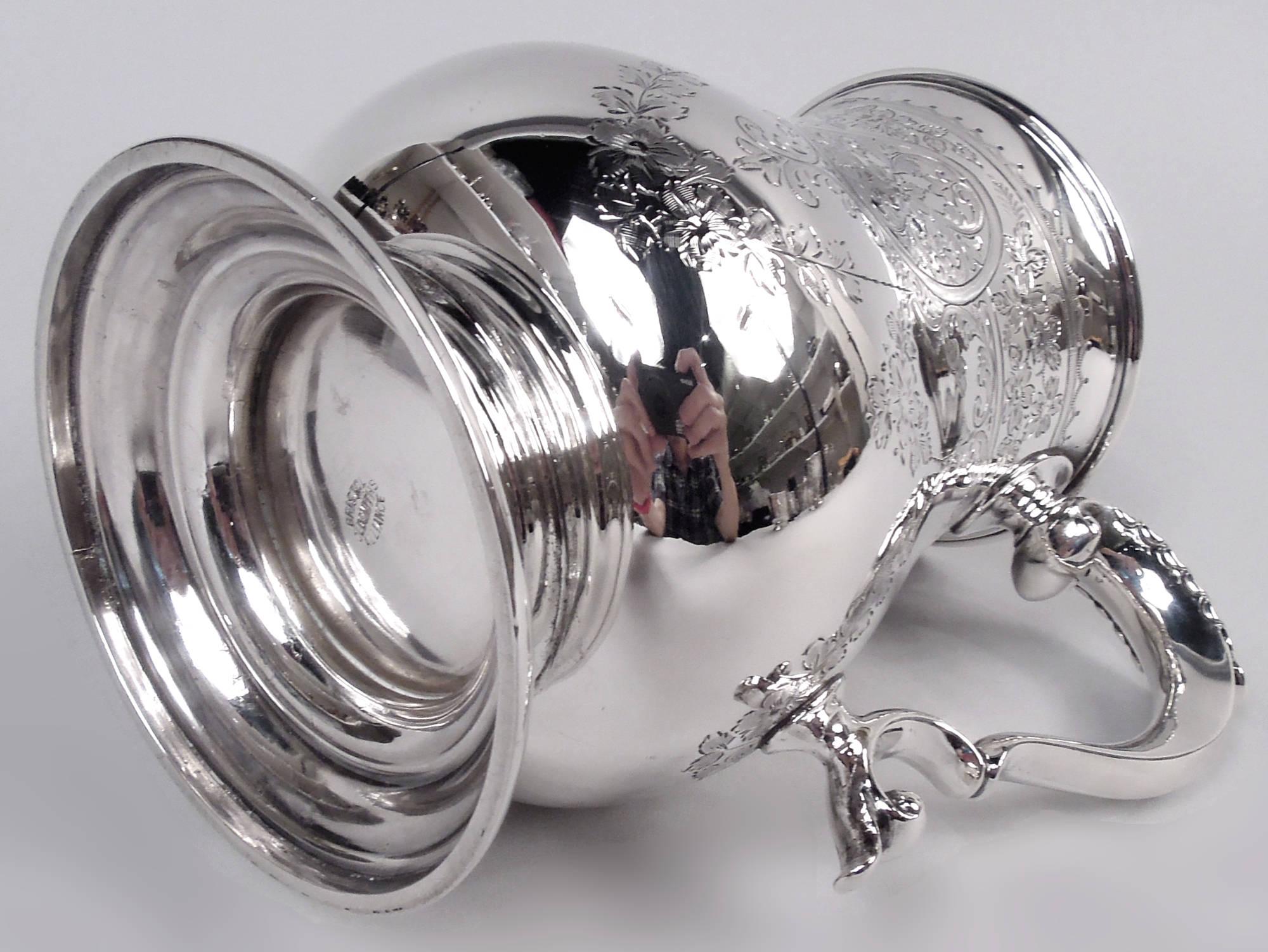 Große antike englische viktorianische georgianische Sterling Silber Tasse, 1884 (Sterlingsilber) im Angebot
