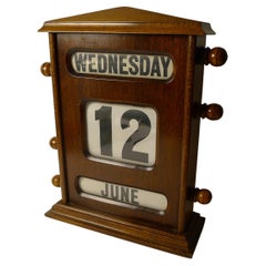 Large Used English Wooden Perpetual Desk Calendar c.1900