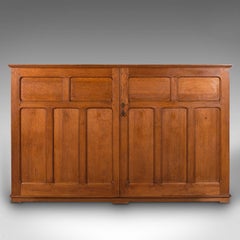 Grande armoire d'entrée ancienne, anglaise, chêne, bibliothèque, cabinet, victorienne