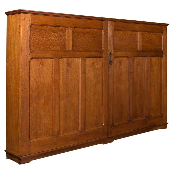 Large Antique Estate Hall Cupboard, English, Oak, Bookcase, Cabinet ...