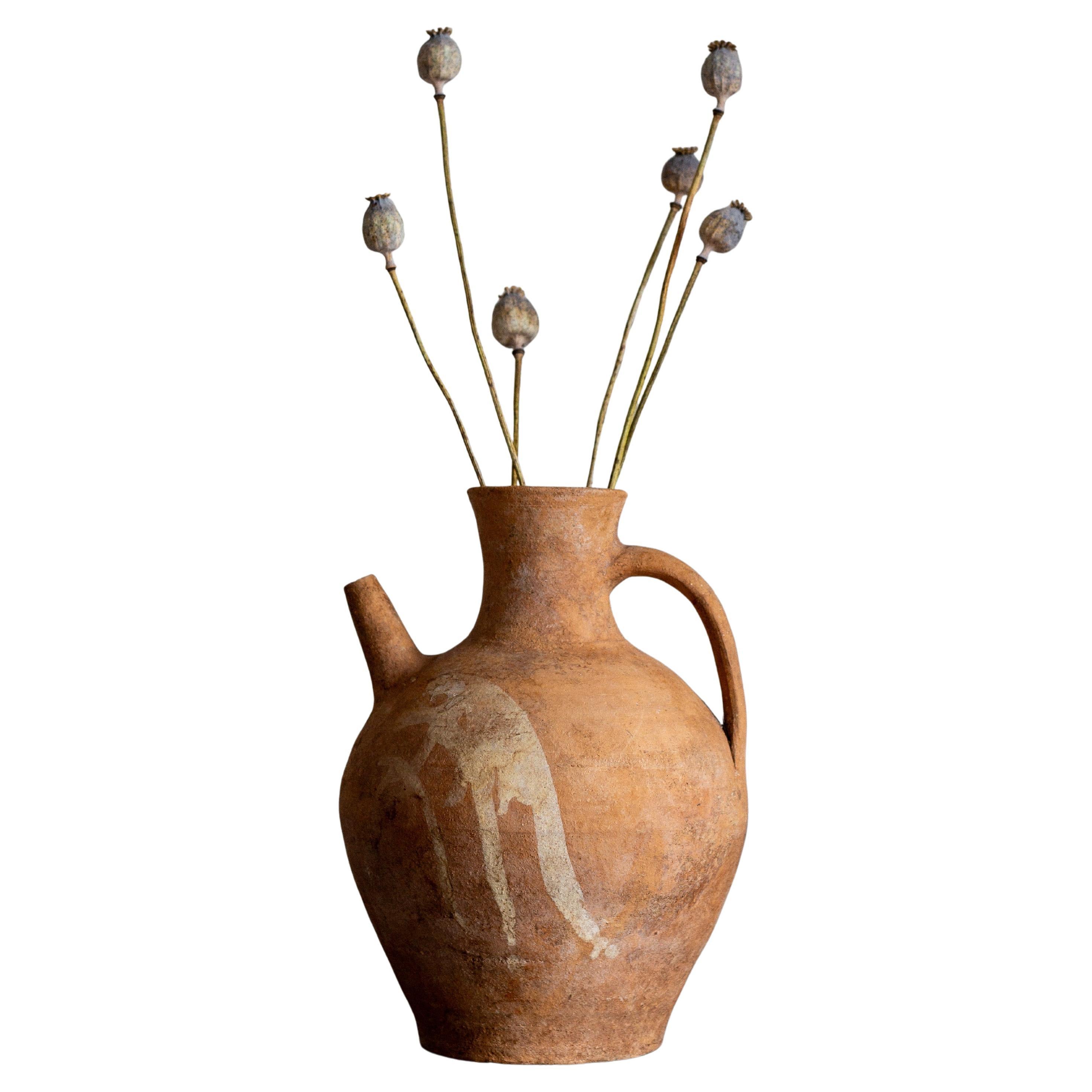 Gran jarra de vino de terracota de cerámica popular europea con pico en venta