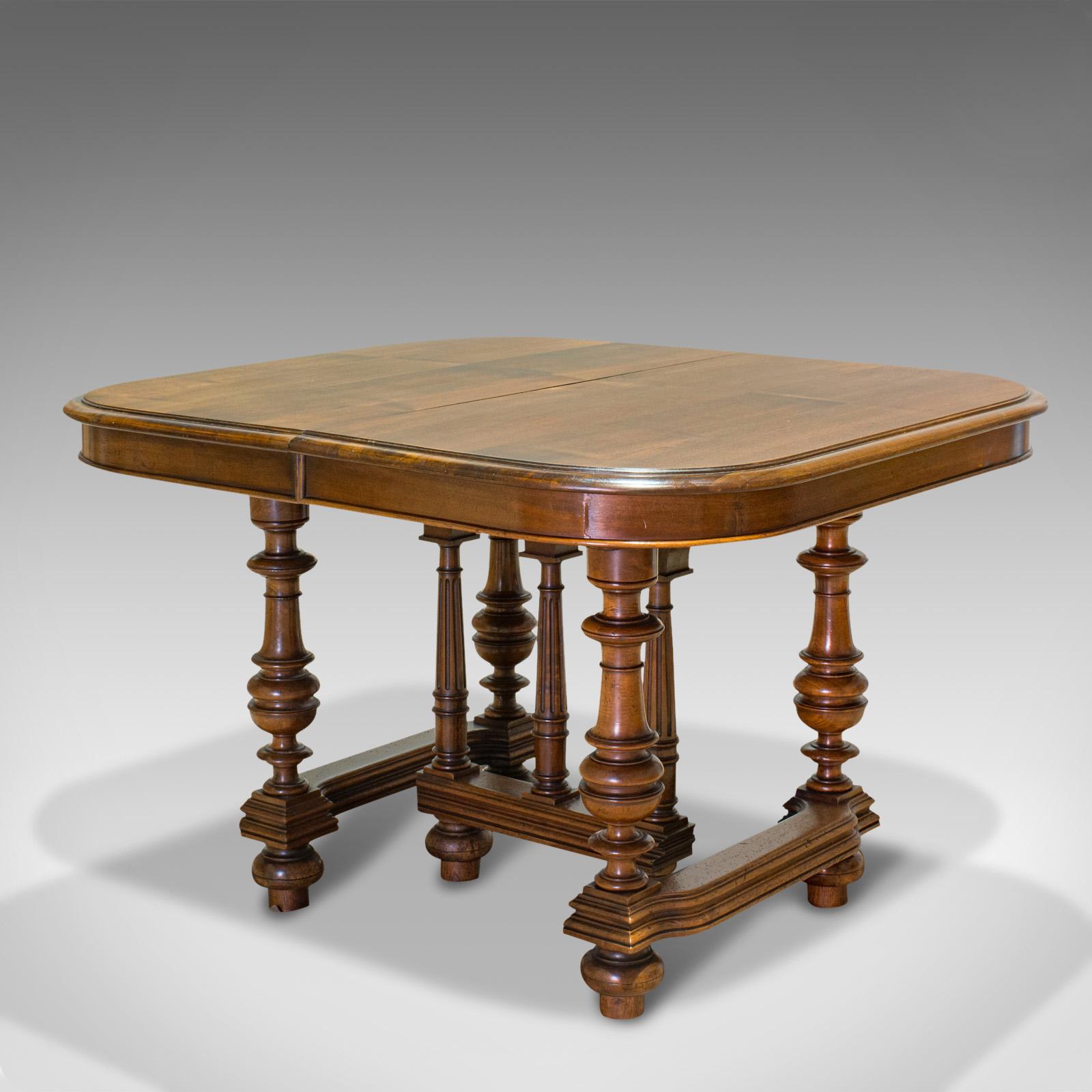 Large Antique Extending Dining Table, French, Walnut, Seats 4-10, circa 1900 1