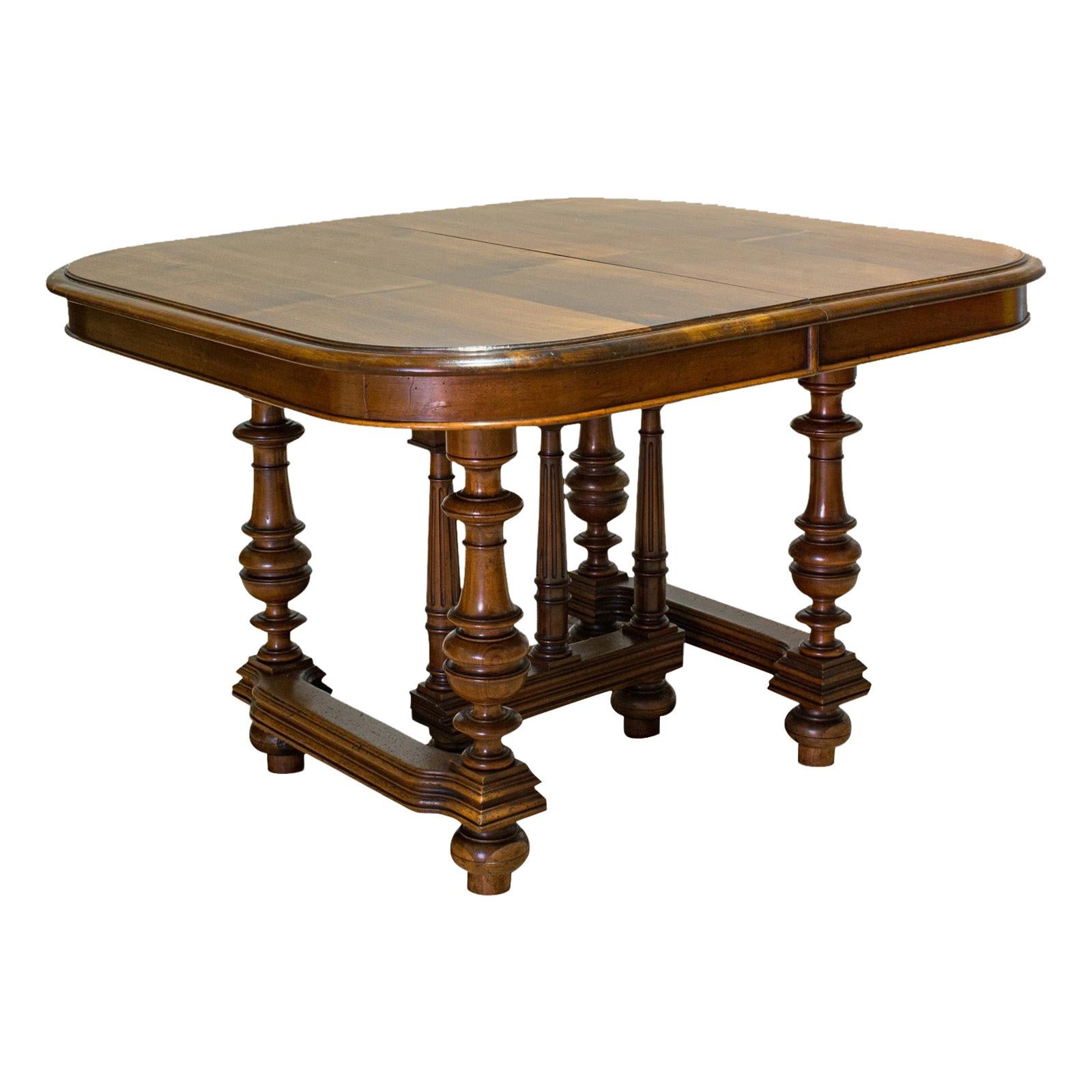 Large Antique Extending Dining Table, French, Walnut, Seats 4-10, circa 1900