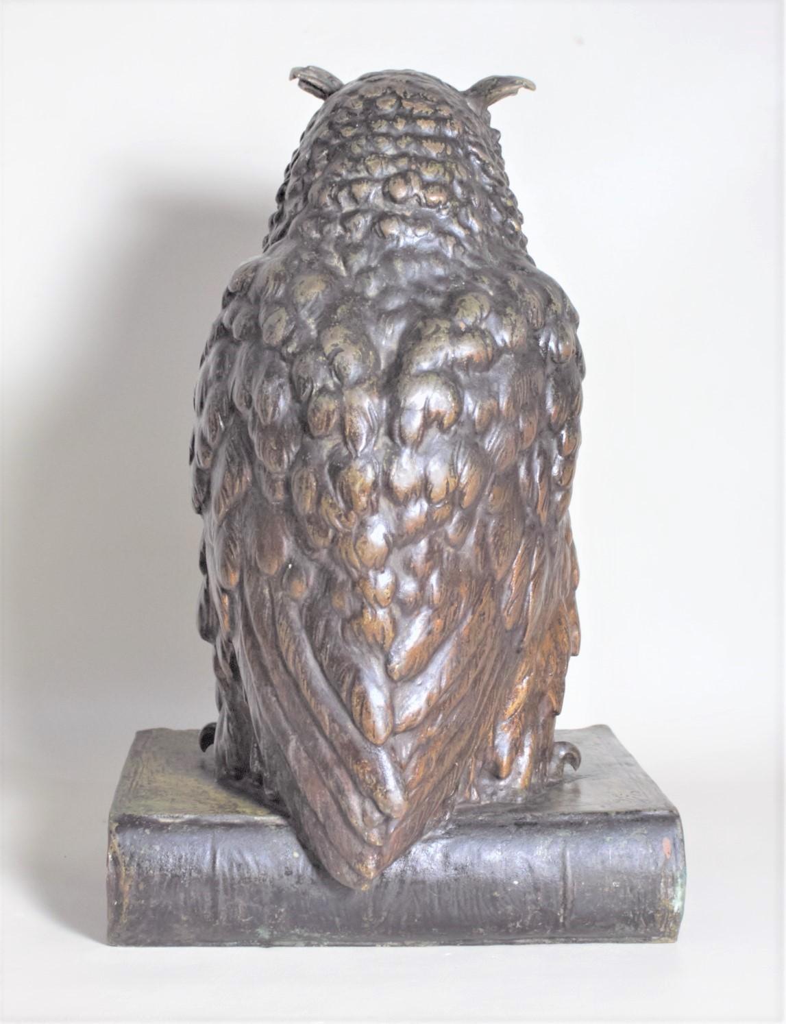High Victorian Large Antique F. Berman Austrian or Vienna Cold-Painted Bronze Owl Sculpture