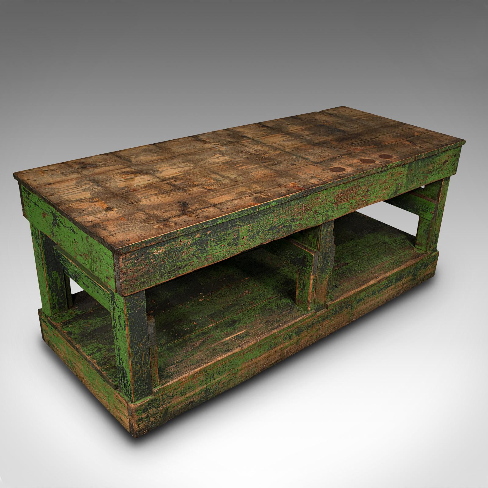 19th Century Large Antique Factory Mill Table, English, Pine, Industrial, Victorian, C.1900 For Sale